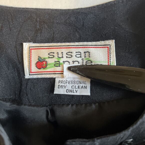 Vintage 90’s Susan Apple Suit Jacket Women’s 4 Black Lined Formal Fitted Button - Picture 4 of 13